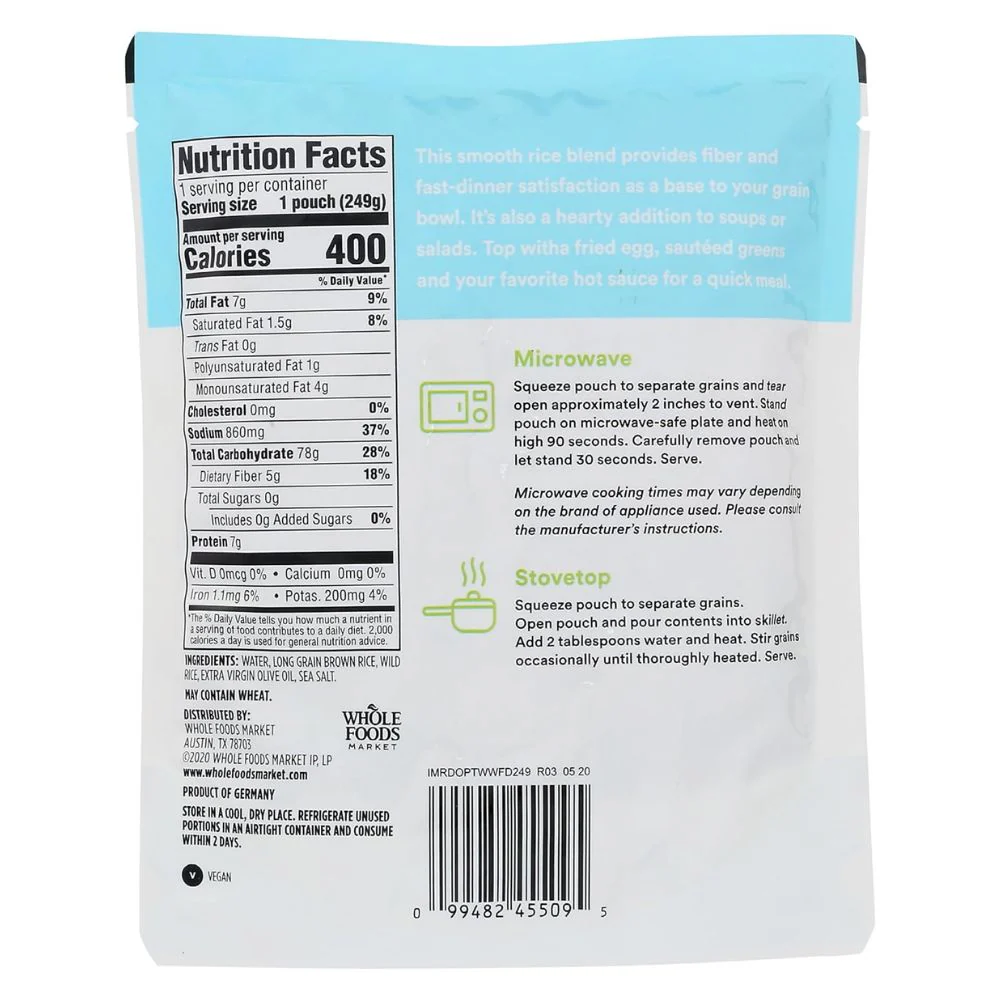 365 Whole Foods Market Long Grain Brown & Wild Rice 249g - Image 2
