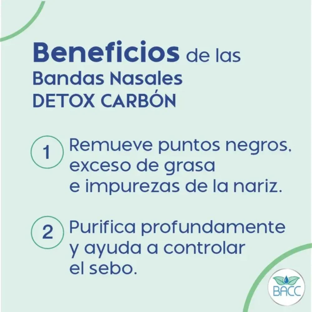 BACC Bandas Nasales Limpieza profunda Detox Carbón Piel Grasa Y Mixta 5 Piezas - Image 3