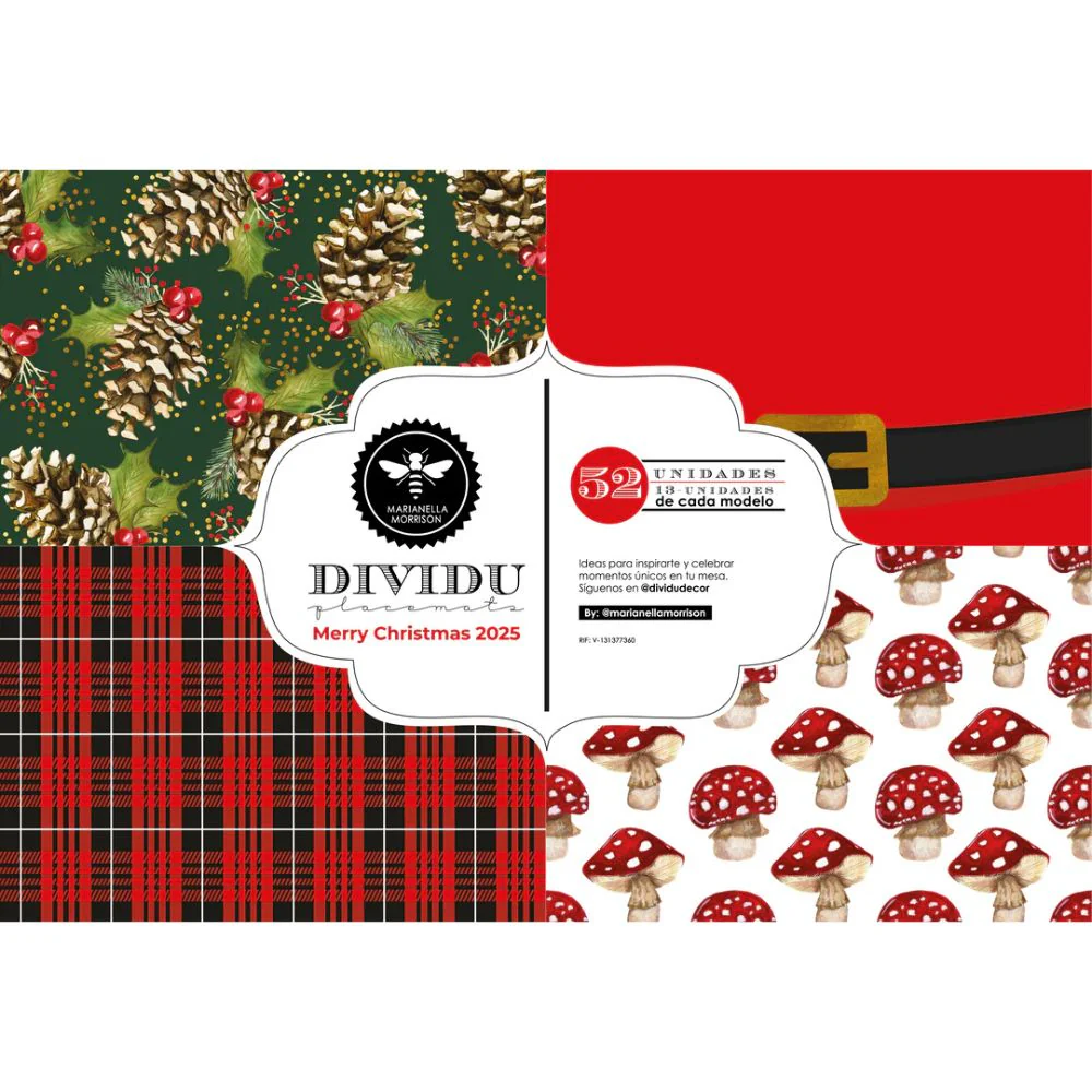 Block de 52 Individuales Marianella Morrison de Papel Dividu Merry Christmas 2025