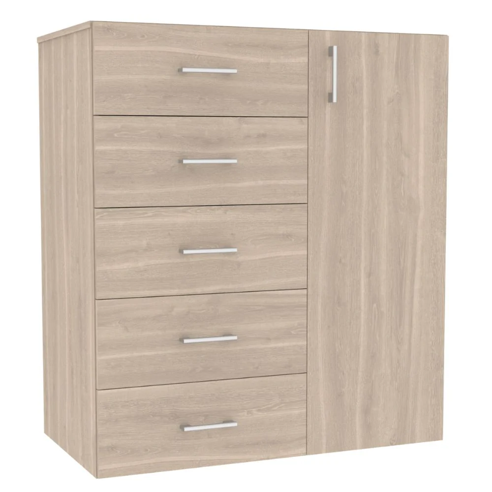 Casalista Cómoda De 5 Gavetas 1 Puerta Bardolino/Blanco - Image 3
