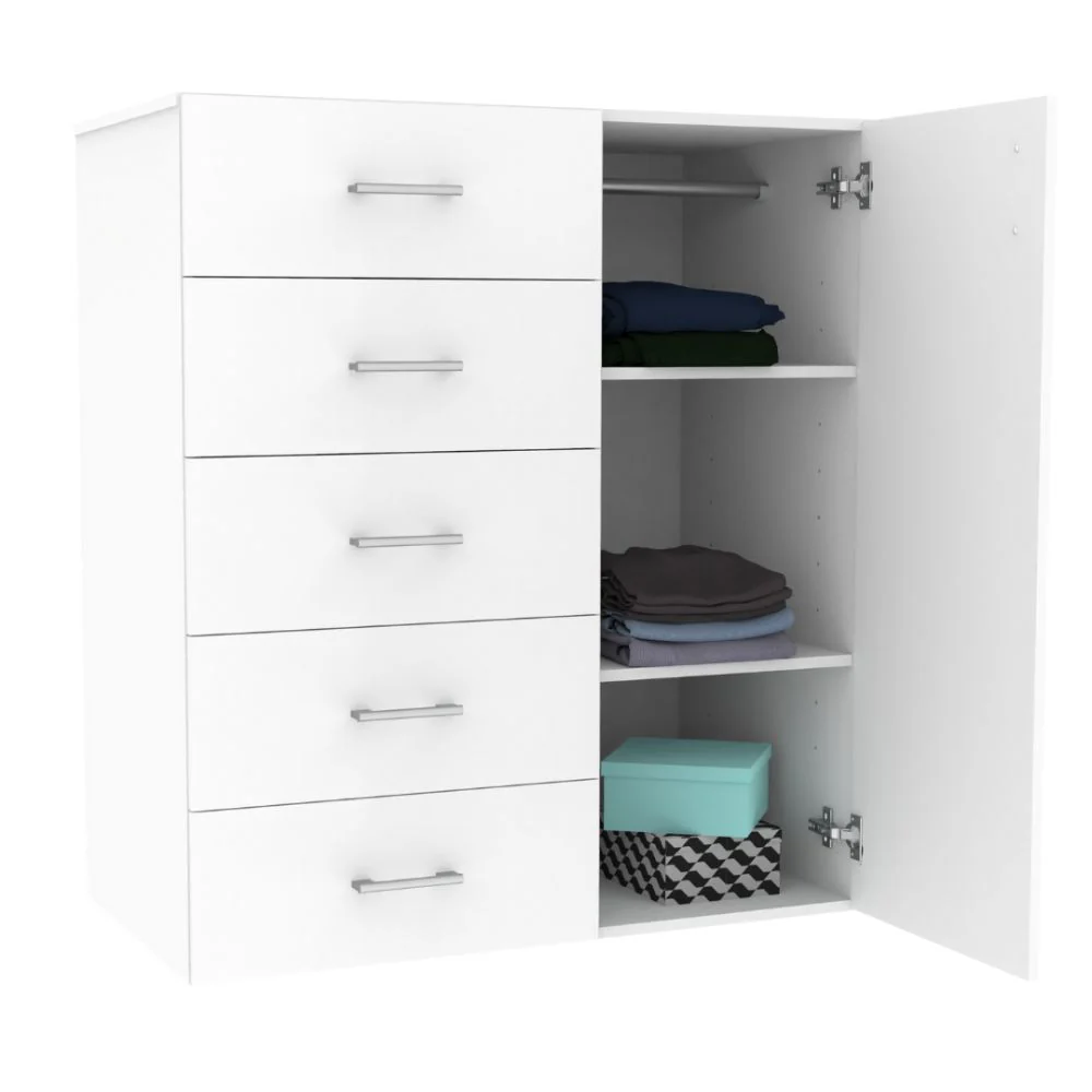 Casalista Cómoda De 5 Gavetas 1 Puerta Bardolino/Blanco - Image 4