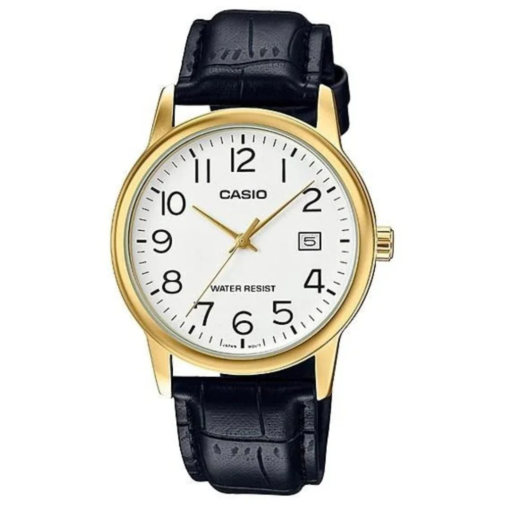 Casio Reloj Casual Correa De Cuero Para Caballero Black