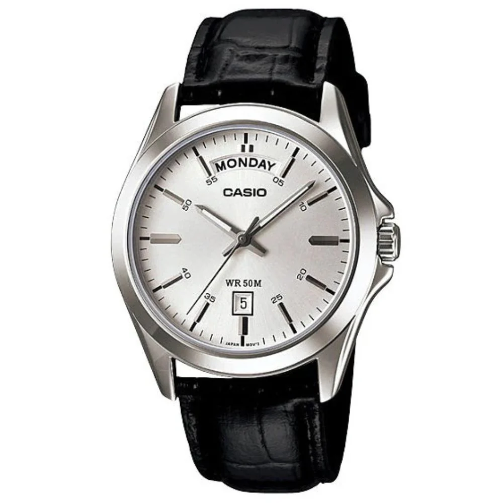 Casio Reloj Casual Correa De Cuero Para Caballero Black