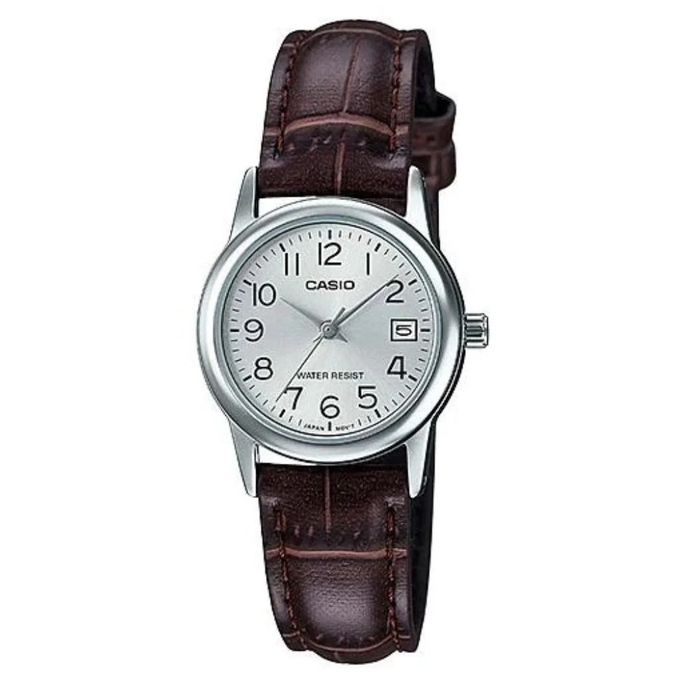Casio Reloj Casual Correa De Cuero Para Dama Brown