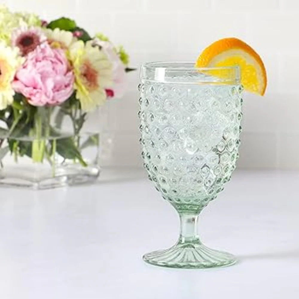 Copa Martha Stewart Glass Hobnail Goblet Green 420ml - Image 2