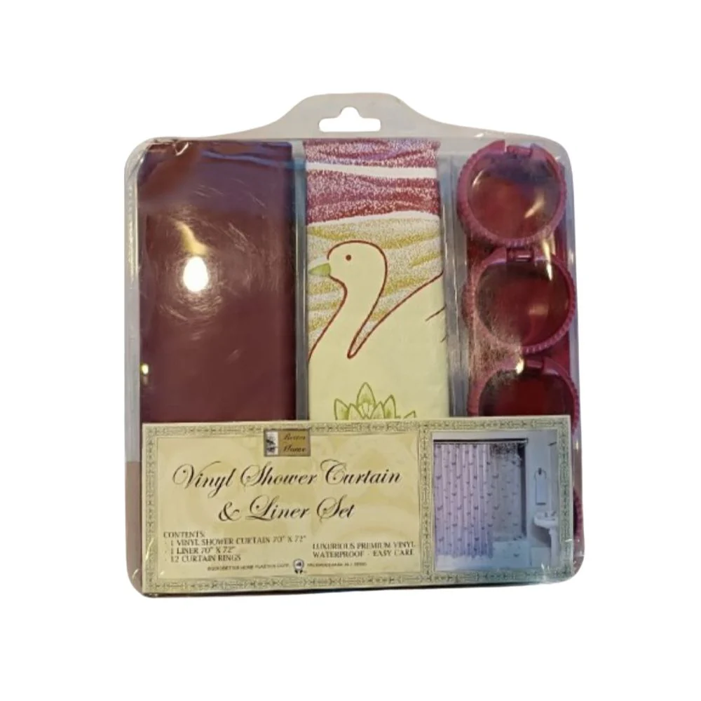Cortina Para Ducha Vinyl Shower Curtain & Liner Set  178cm x 183cm Vinotinto Ave