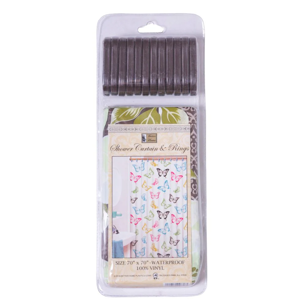 Cortina Para Ducha Vinyl Shower Curtain & Rings  70" x 70"