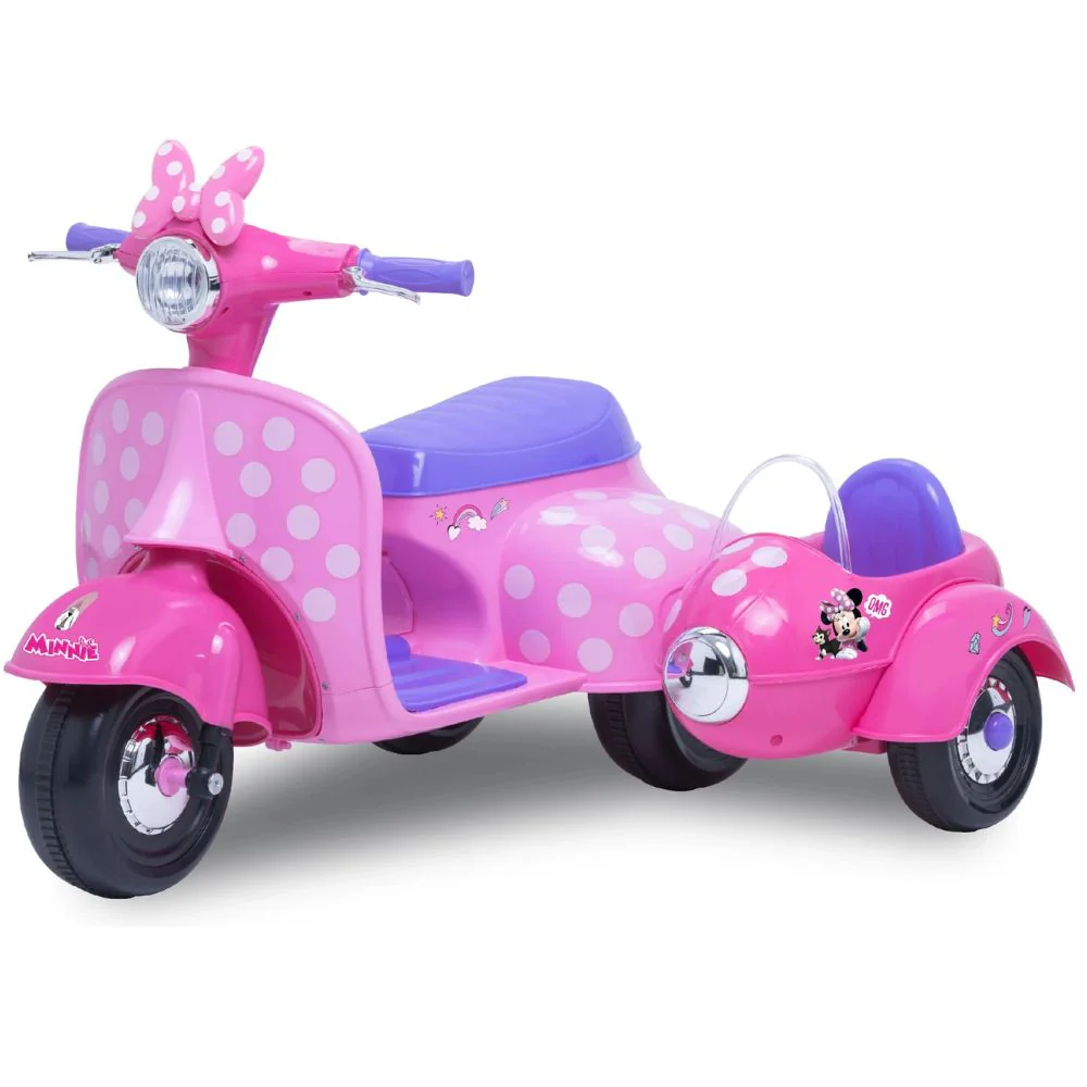 Disney Minnie Mouse 6 Volt Happy Helpers Scooter with Sidecar Ride-On Toy - Image 4