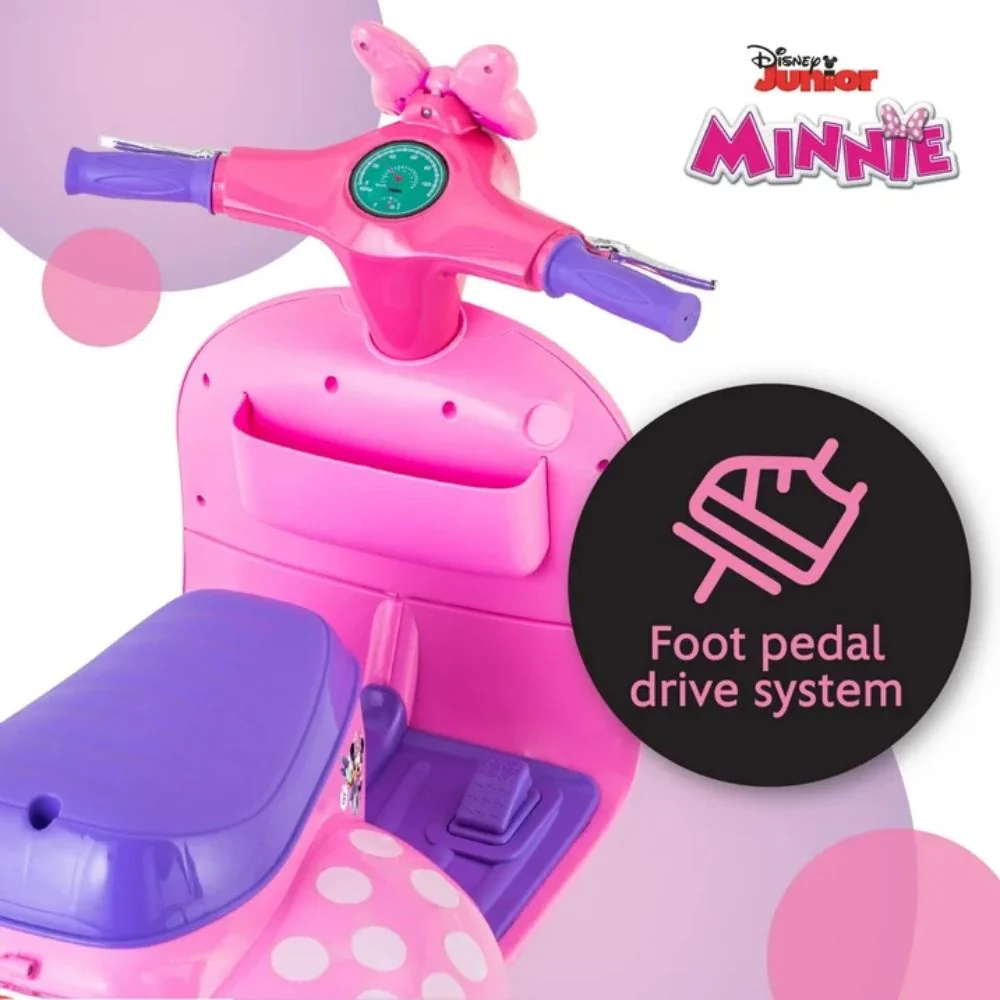 Disney Minnie Mouse 6 Volt Happy Helpers Scooter with Sidecar Ride-On Toy - Image 5