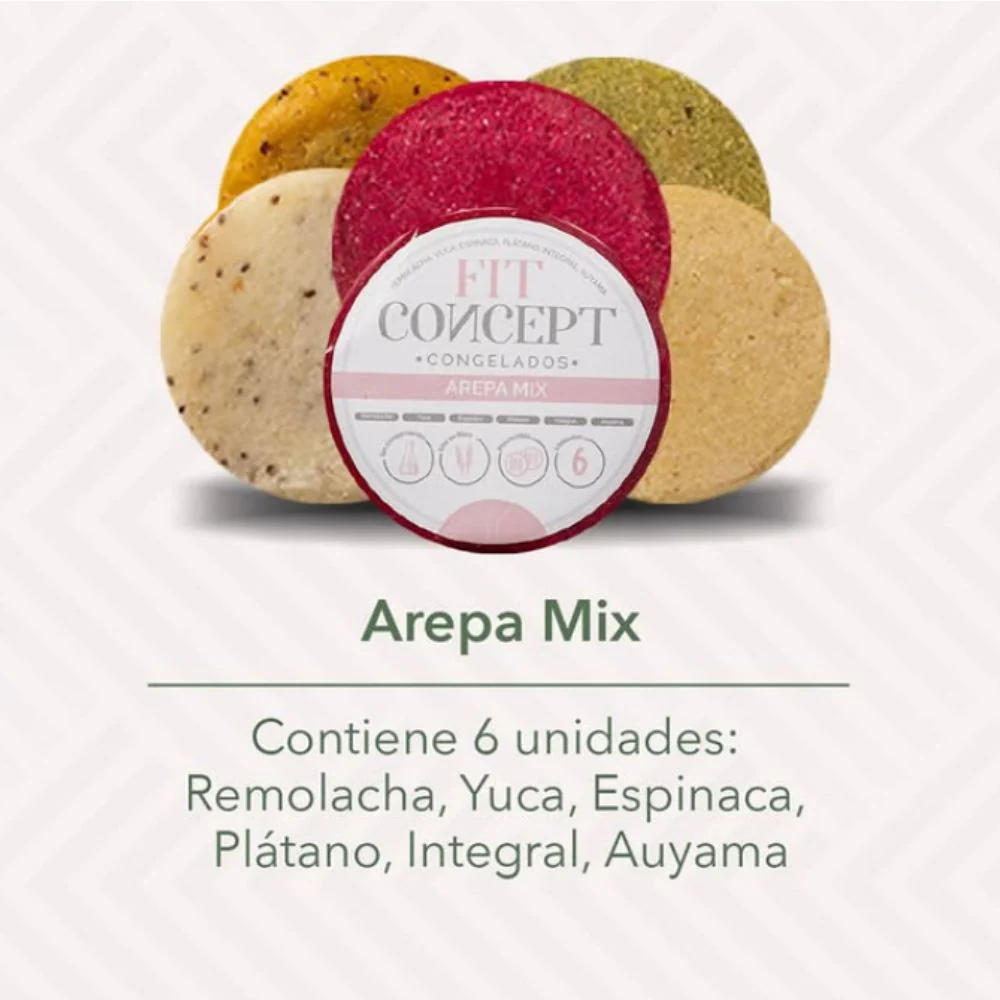 Fit Concept Arepa MIx 6 Und Remolacha, Yuca, Platano, Espinaca, Integral y Auyama - Image 2