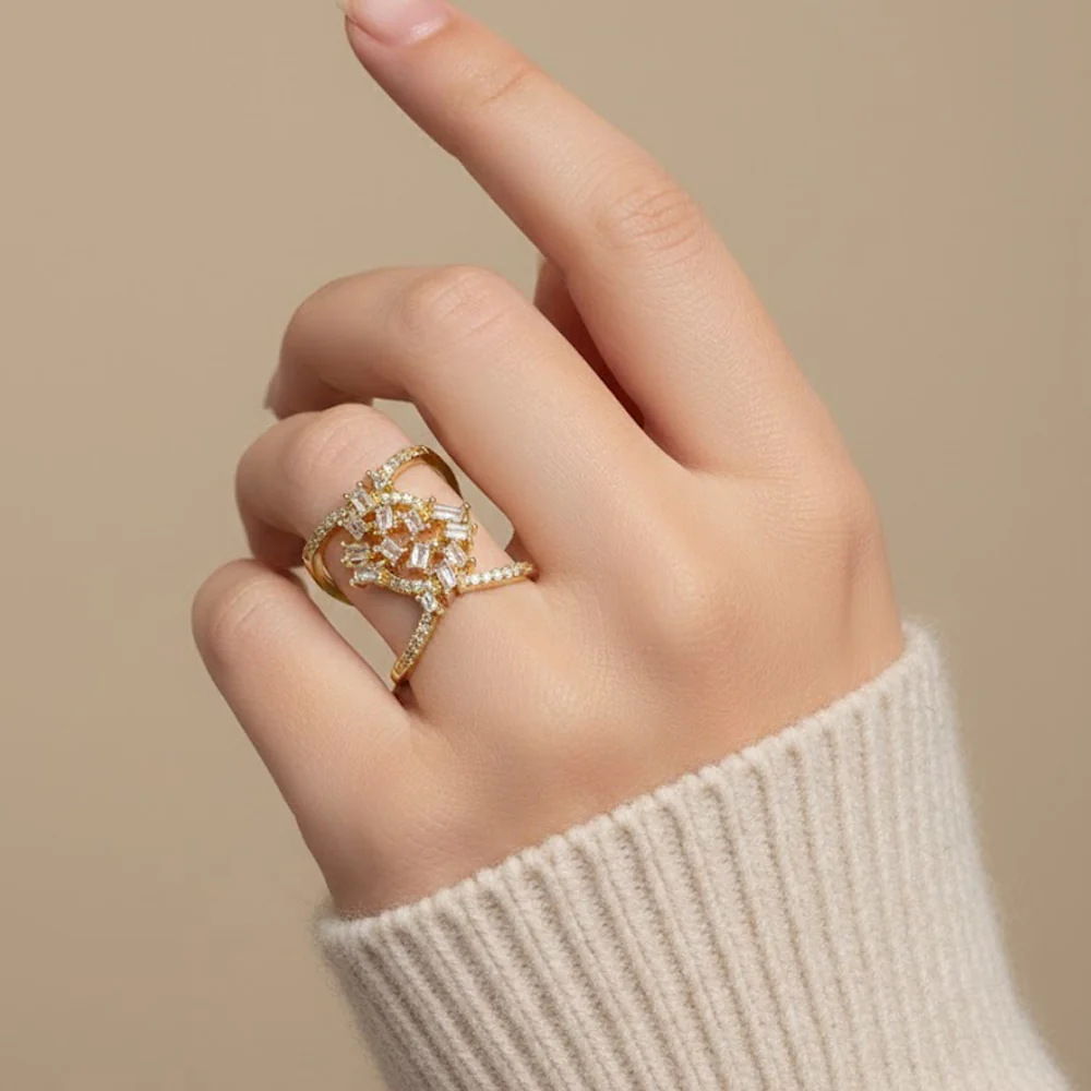 H&Co Anillo Ajustable Para Damas Espuma De Cristal