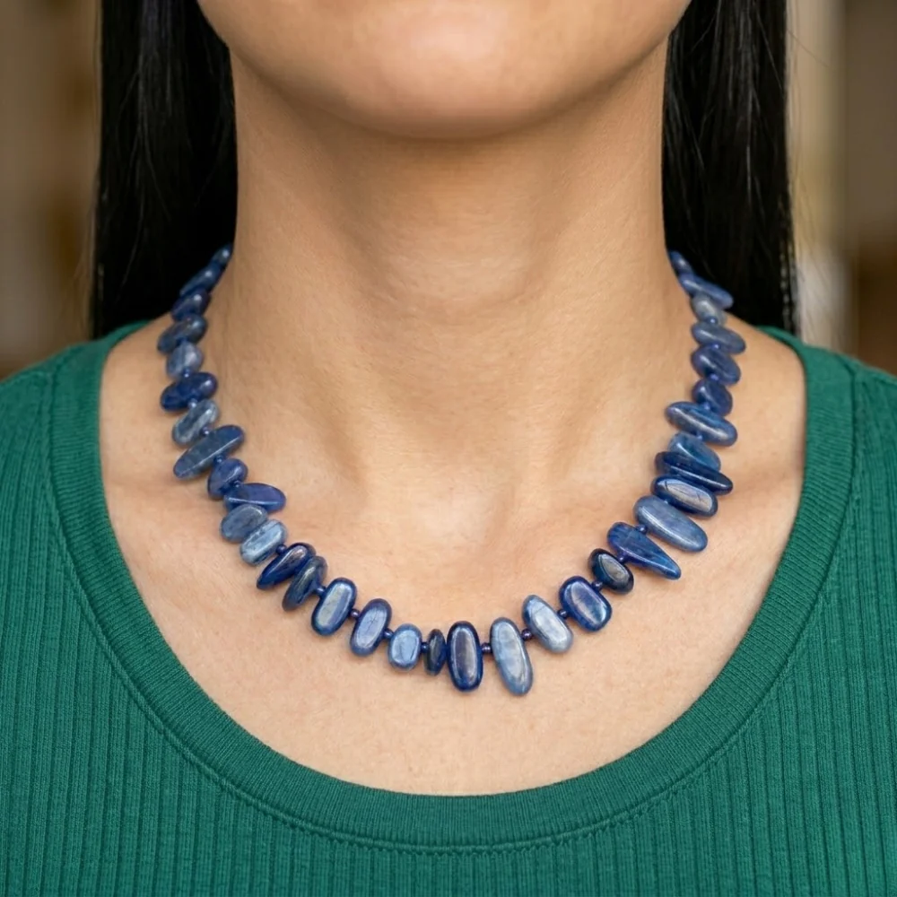 H&Co Collar Chispa Agata y Cuarzo Blue