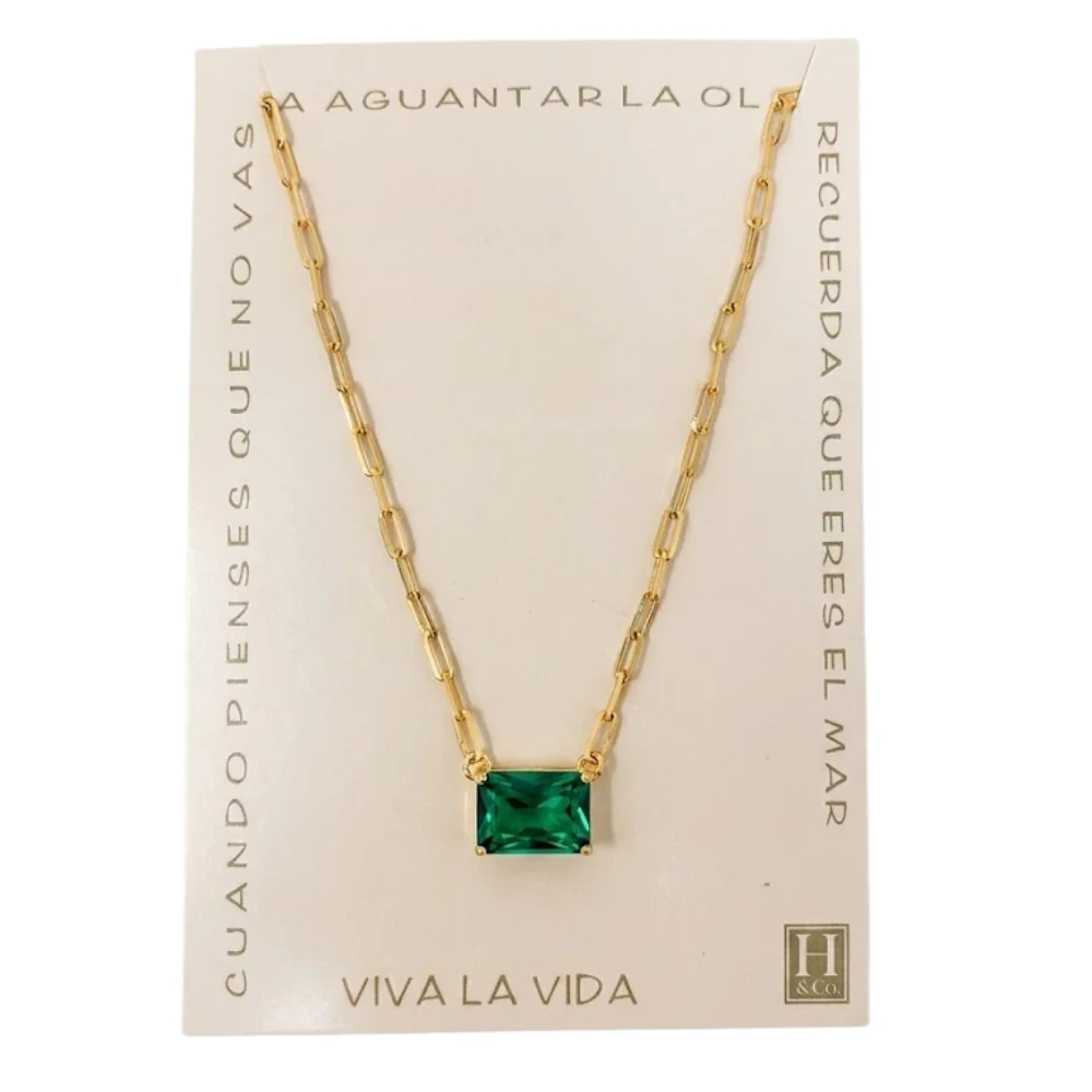 H&Co Collar de Cadena con Dije Brillante Green - Image 2
