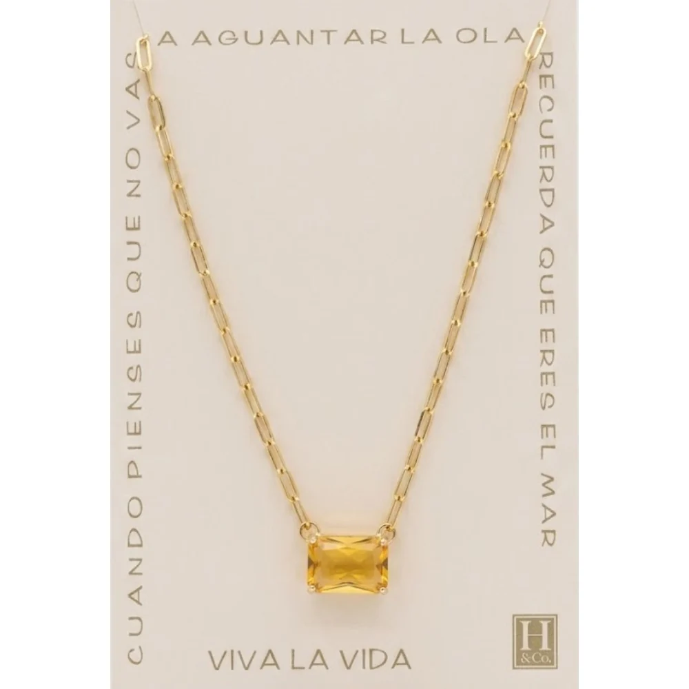 H&Co Collar de Cadena con Dije Brillante Yellow - Image 2