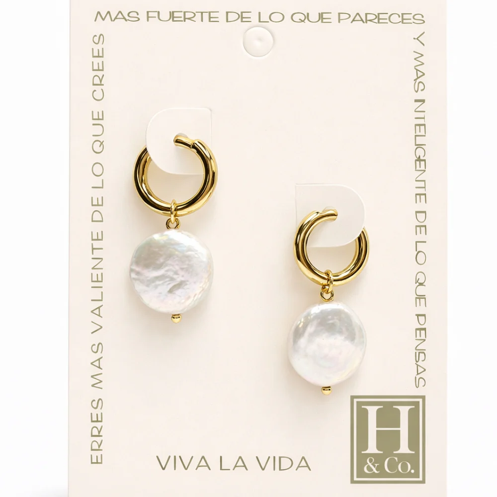 H&Co Zarcillo Para Damas Cayo de Perla Circular - Image 2