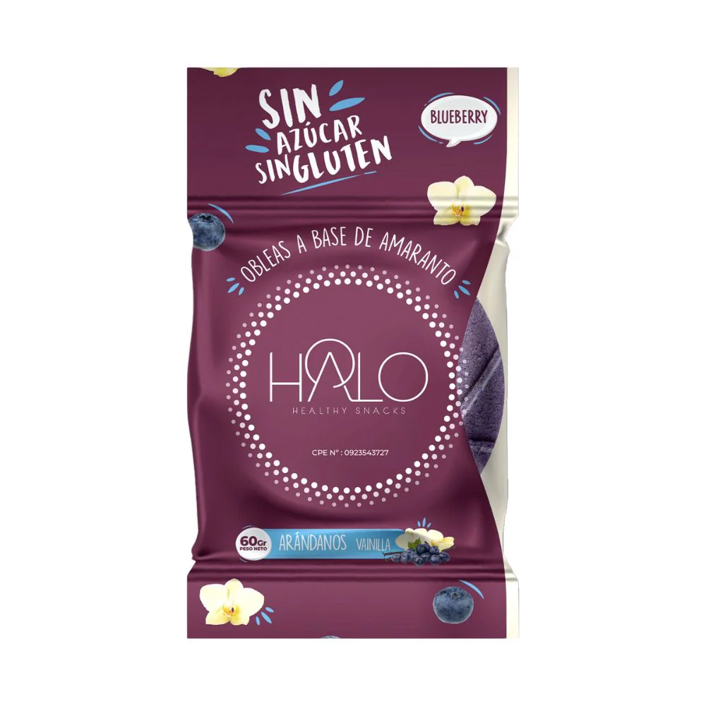 Halo Obleas de Amaranto Arandanos Sin Azúcar y Sin Gluten 60gr