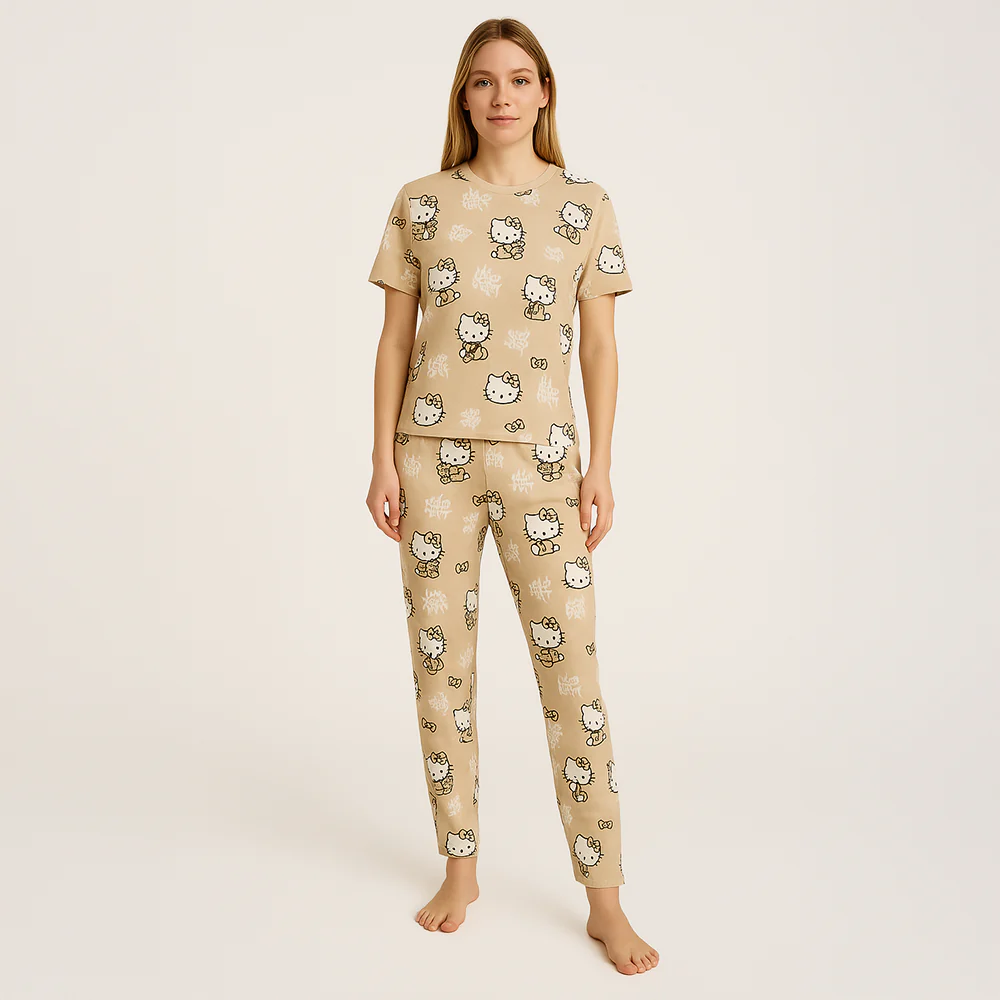 Hello Kitty Tee & Leg Pijama Set Conjunto Beige