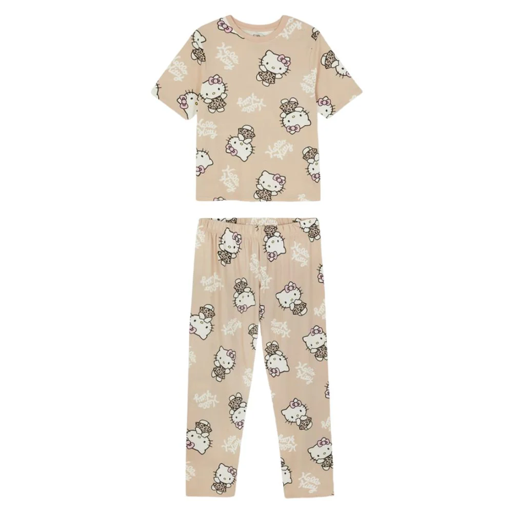 Hello Kitty Tee & Leg Pijama Set Conjunto Beige - Image 2