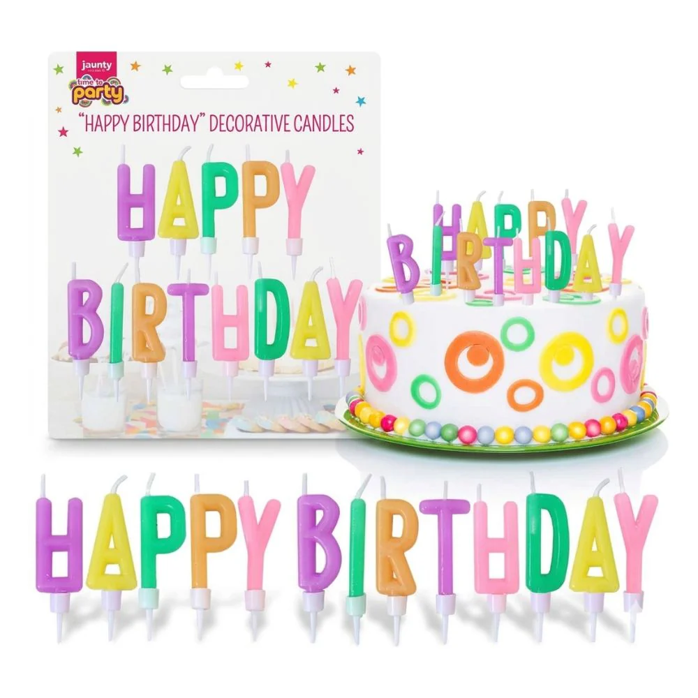 Jaunty Party Ware Velas Decorativas Para Cumpleaños "Happy Birthday"