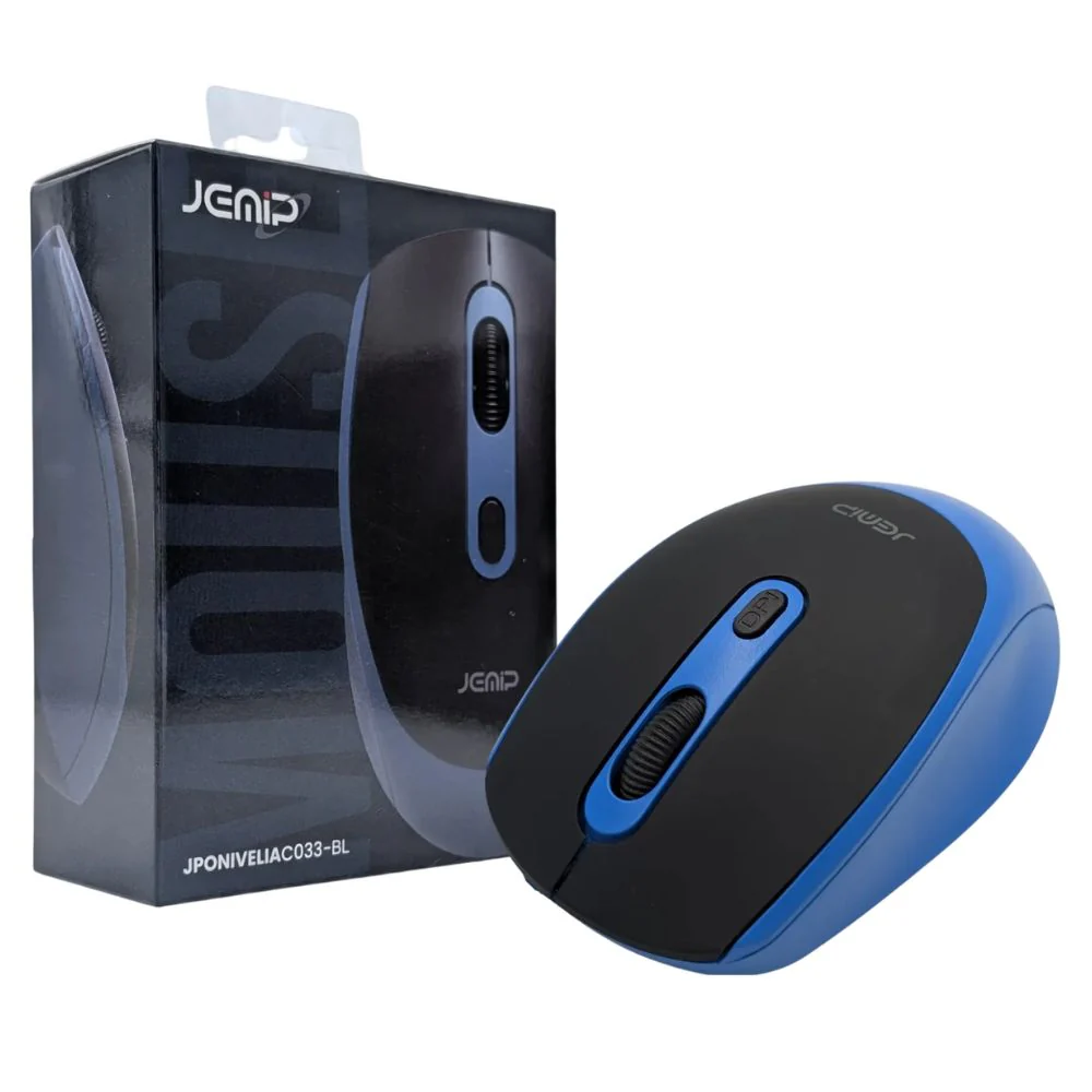 Jemip Mouse Inalámbrico Nivelia Office 4 Botones Color Negro-Azul