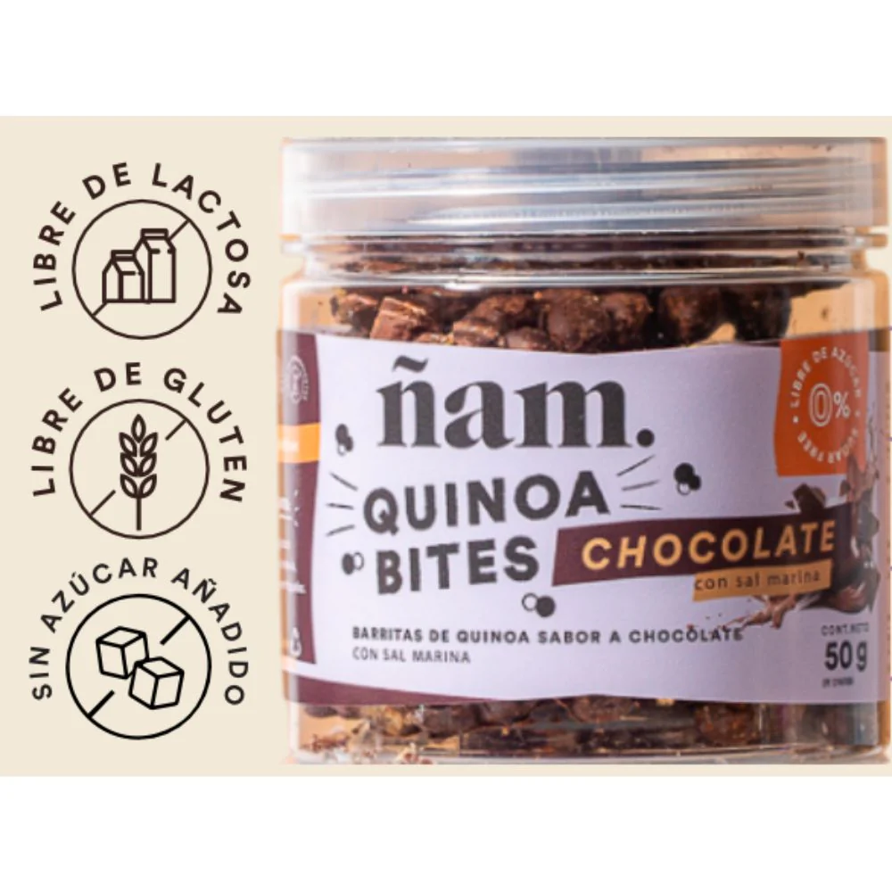 Ñam Quinoa Bites Chocolate con Sal Marina 50gr - Image 2