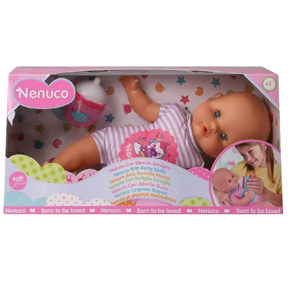 Nenuco Muñeco Con Biberon Y Sonajero Lila 3+ - Image 3