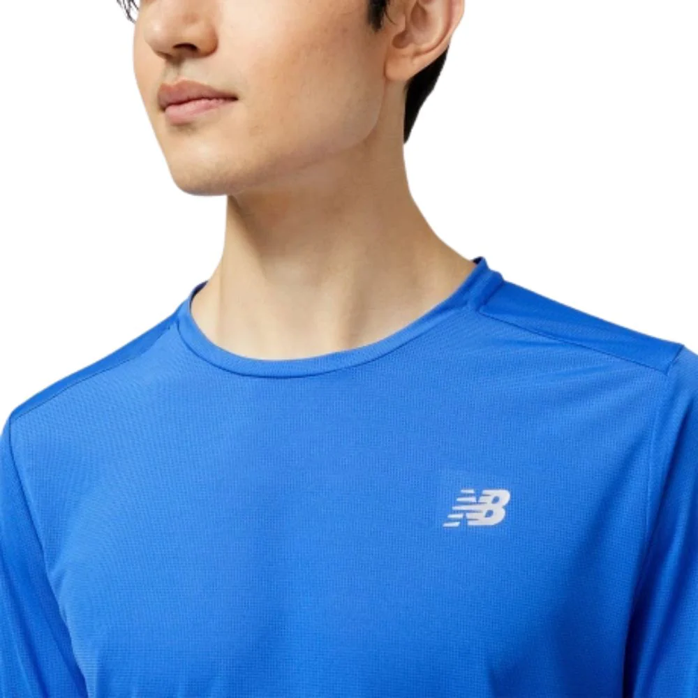 New Balance Camiseta Manga Larga Accelerate Para Caballero Azul - Image 3