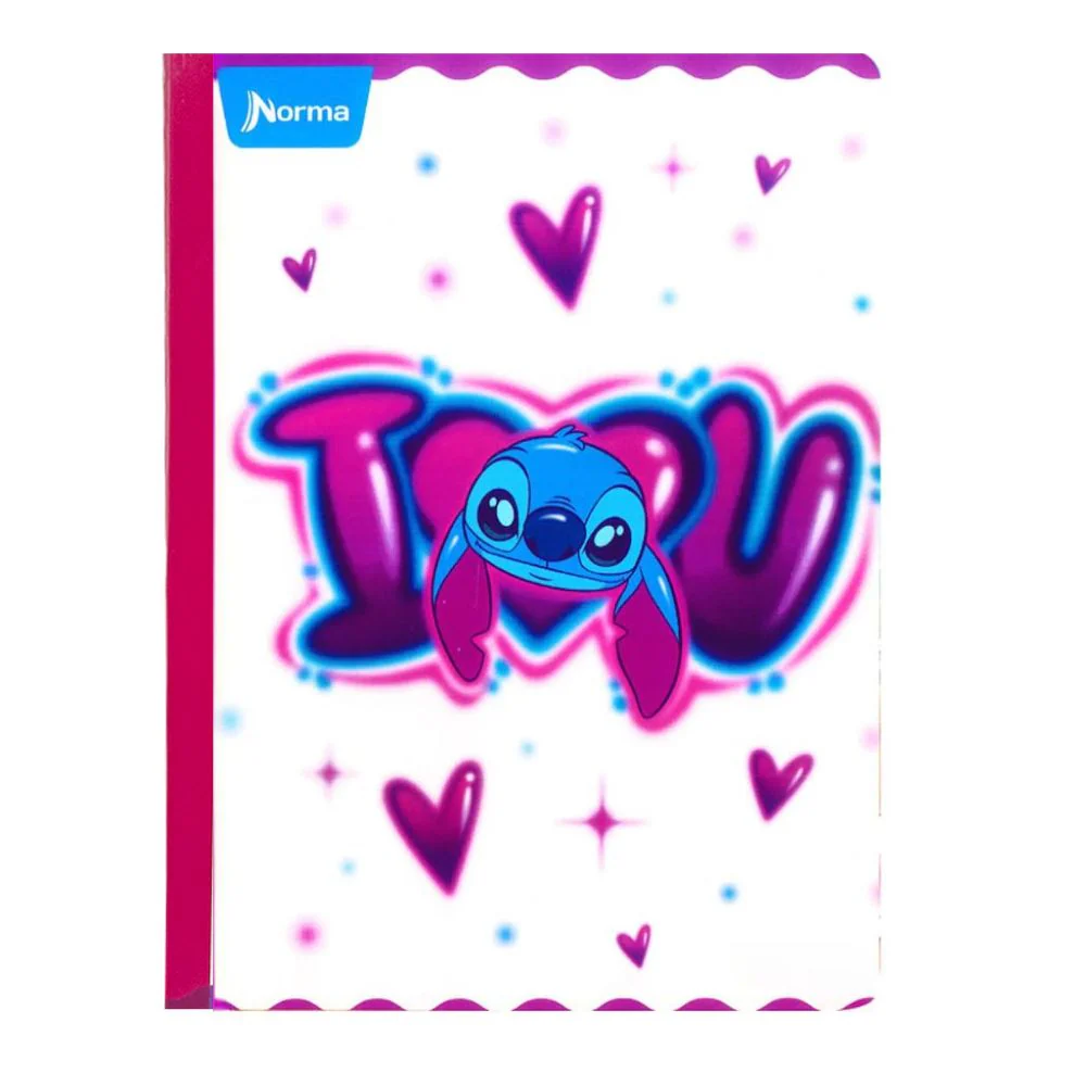 Norma Cuaderno De Linea Cosido 100 Hojas Con Stickers Diseño Stich I Love U
