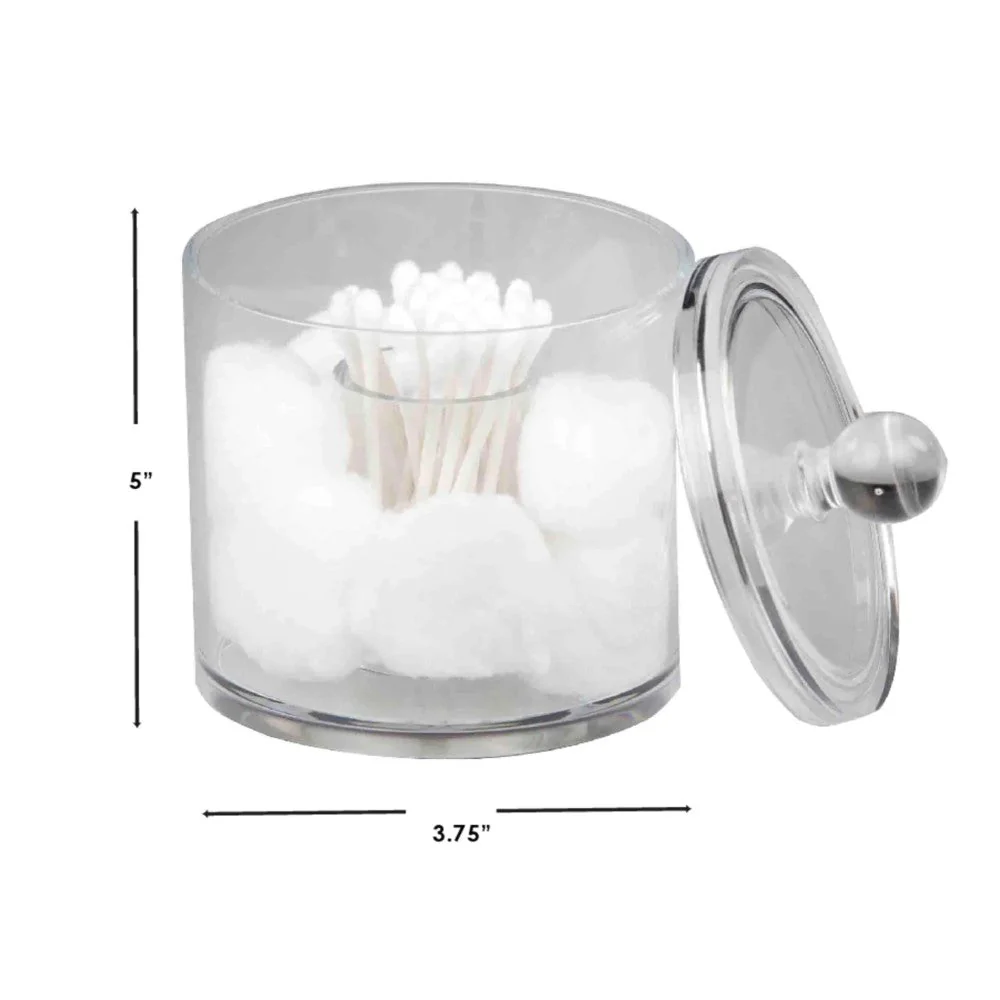 Organizador Home Basics Para Hisopos De Plastico Transparente 9.5 x 9.5 x 13cm - Image 2