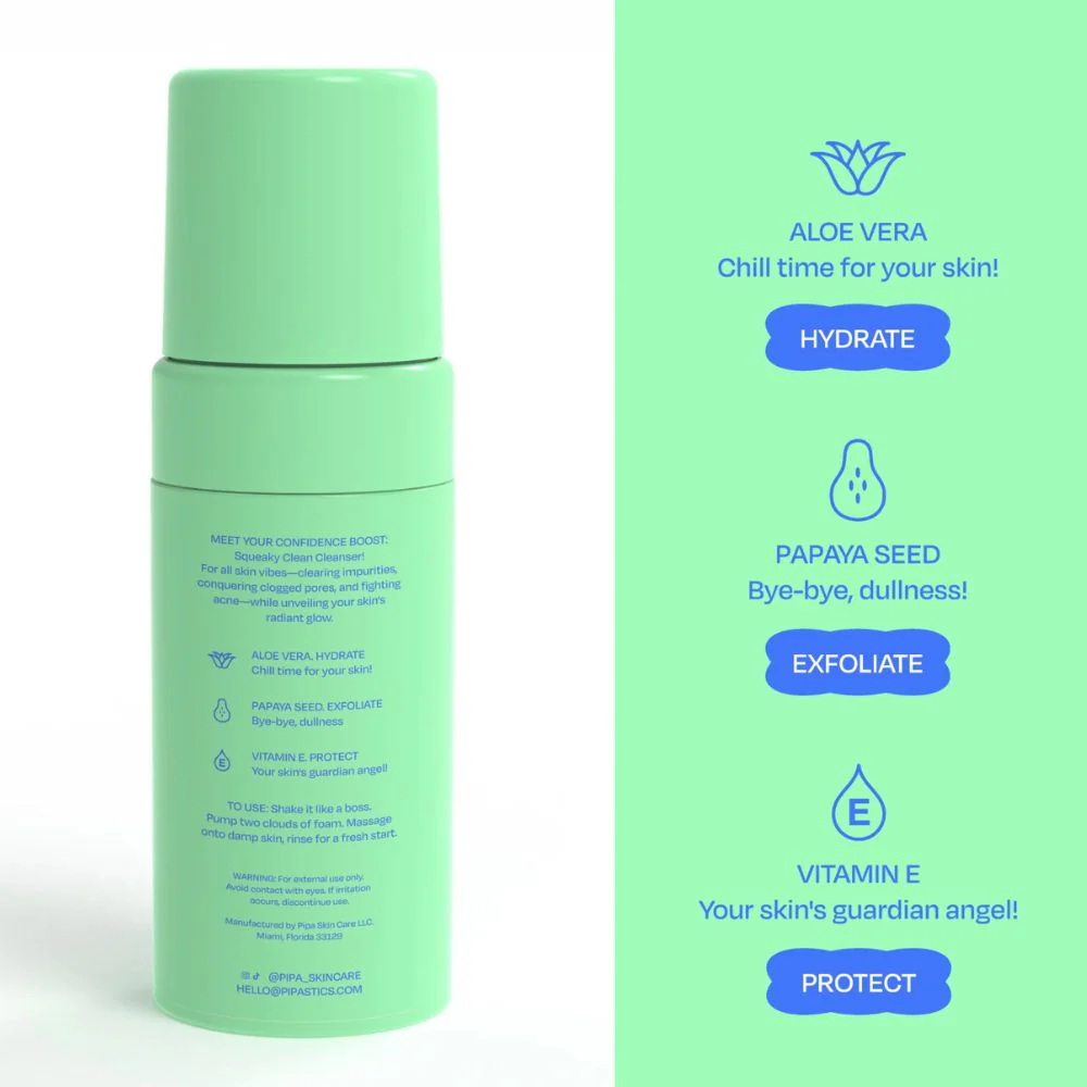 Pipa Skincare Squeaky Clean Foaming Cleanser 100ml - Image 3