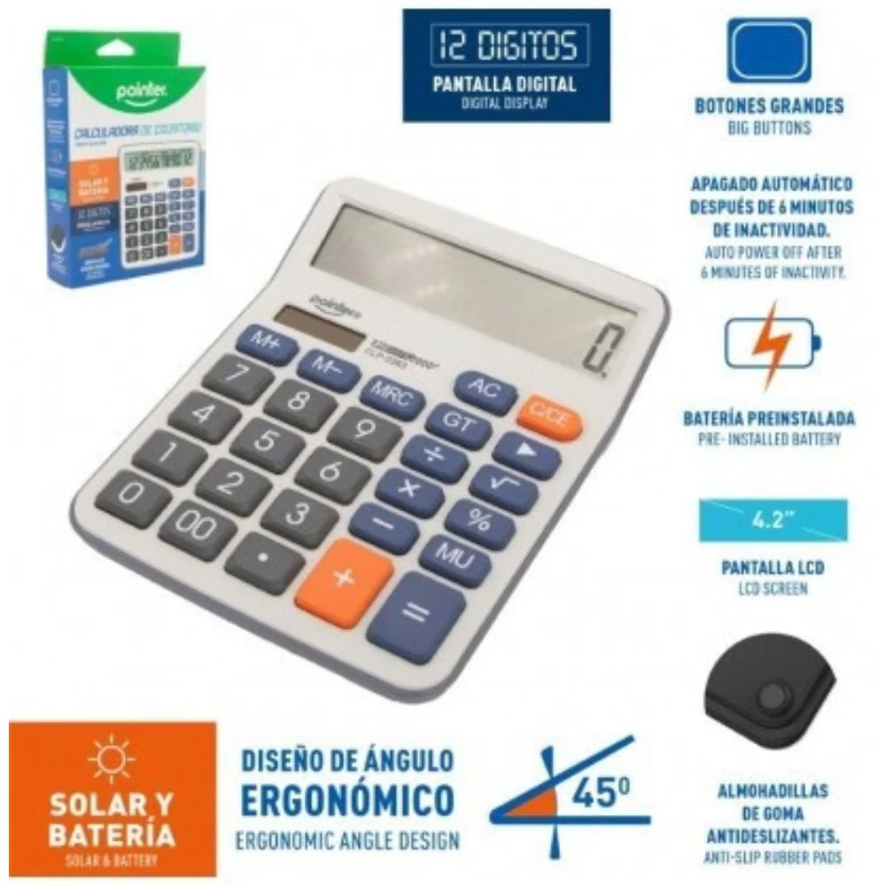 Pointer Calculadora 12 Digitos Pantalla LCD 4.2"
