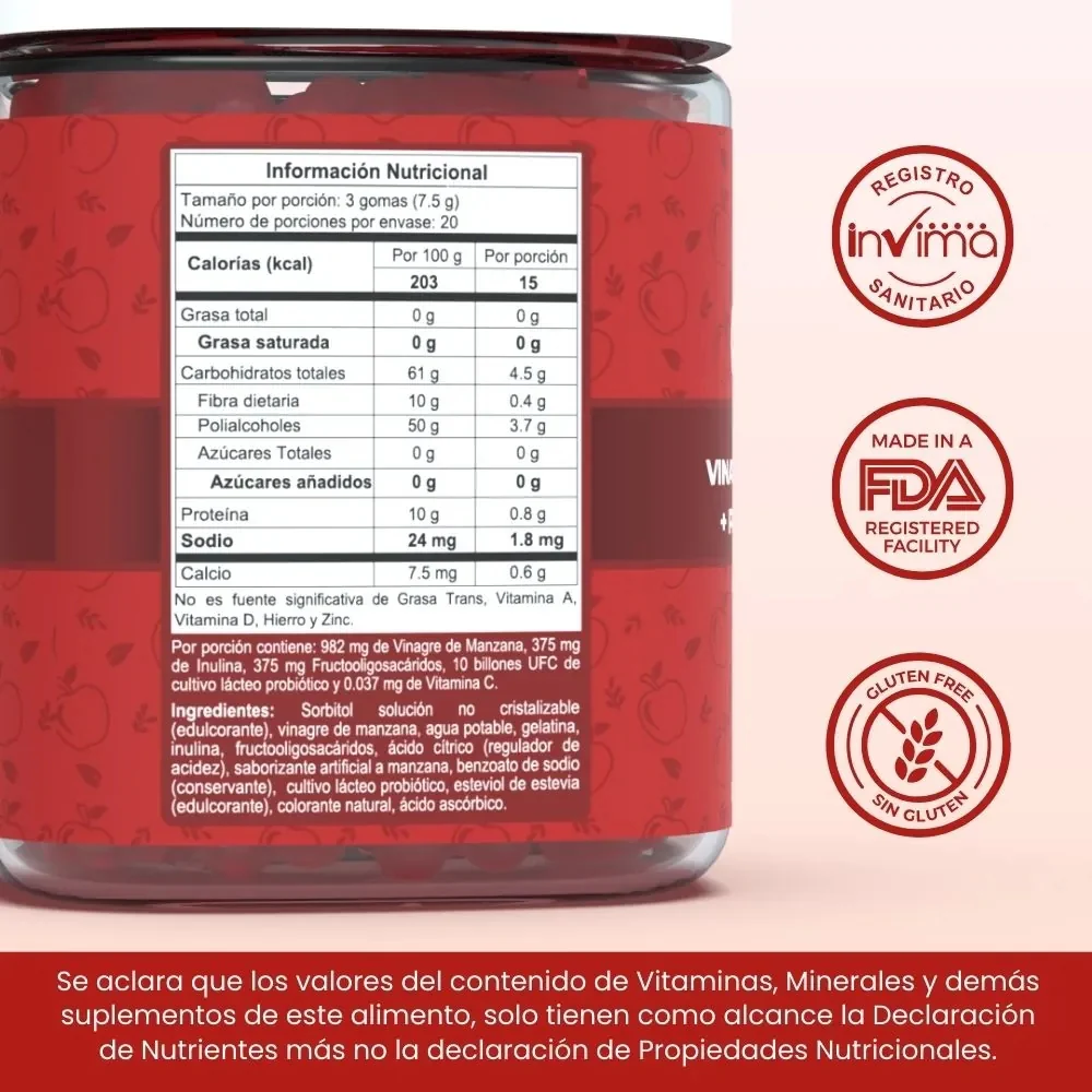 The Gummy Box Gomas De Gelatina Apple Cider Vinegar 60Und - Image 3