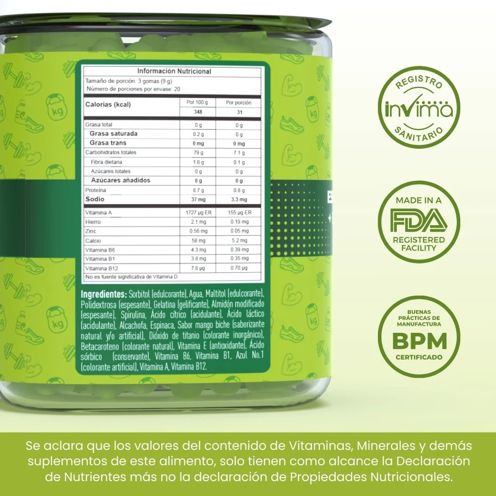 The Gummy Box Gomas De Gelatina Green Fit 60Und - Image 3