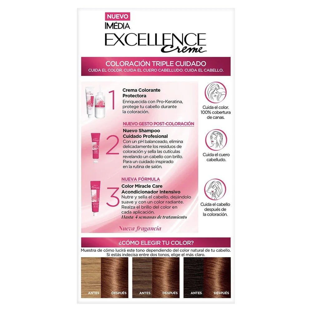 L'Oreal Tinte Excellence Creme 6.7 Chocolate Puro - Image 3