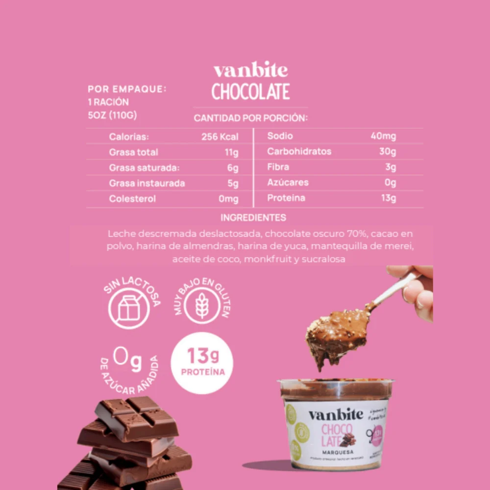 Vanbite Marquesa de Chocolate 15gr Protein 141gr - Image 3