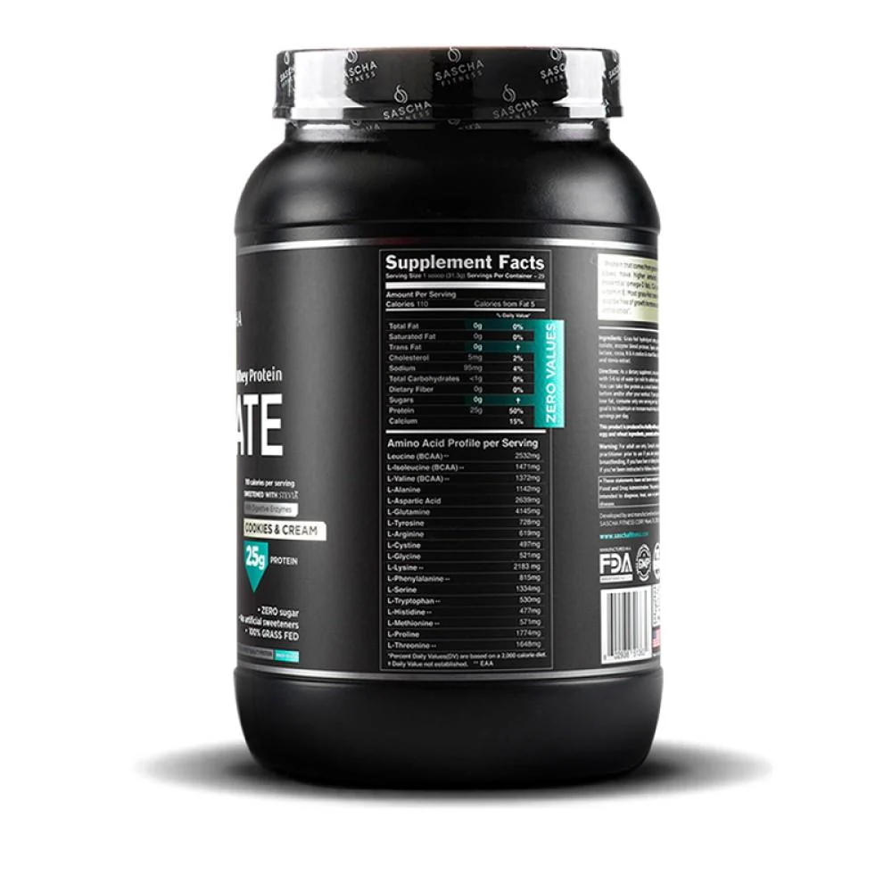 Whey Protein Hidrolizada Isolate by Sascha Fitness sabor Cookies & Cream 986g - Image 4