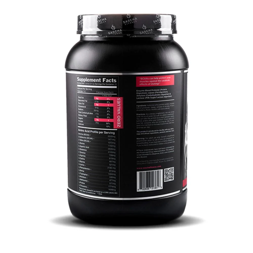 Whey Protein Hidrolizada Isolate by Sascha Fitness sabor Strawberry 957g - Image 2