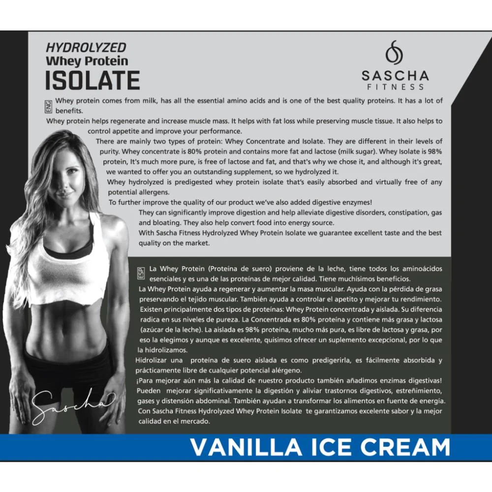 Whey Protein Hidrolizada Isolate by Sascha Fitness sabor Vainilla 957g - Image 6